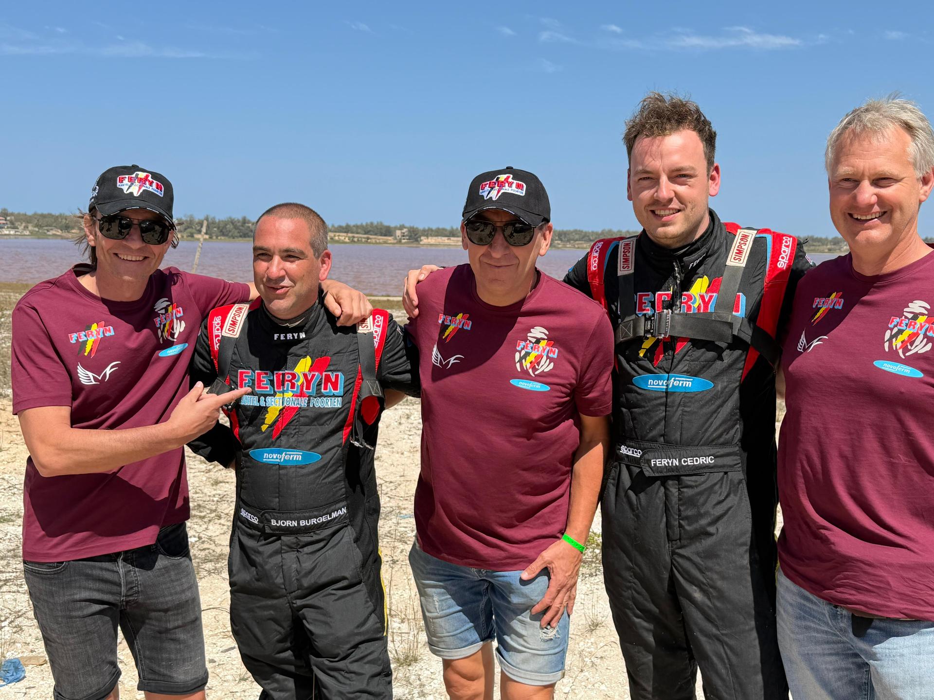 ATTENTION EDITORS - HAND OUT PICTURES - EDITORIAL USE ONLY - MANDATORY CREDIT: 'STEVY COURTEYN' Hand out pictures released by Eric Dupain shows Koen Wauters, Bjorn Burgelman, Pascal Feryn, Cédric Feryn and Kurt Keysers at the final stage of the 2026 Africa Eco Race rally race in Dakar, Senegal on Saturday 07 February 2026. *** Belga and Belga Editorial Board decline all responsibility regarding the content of this picture. *** PHOTO HAND OUT - STEVY COURTEYN