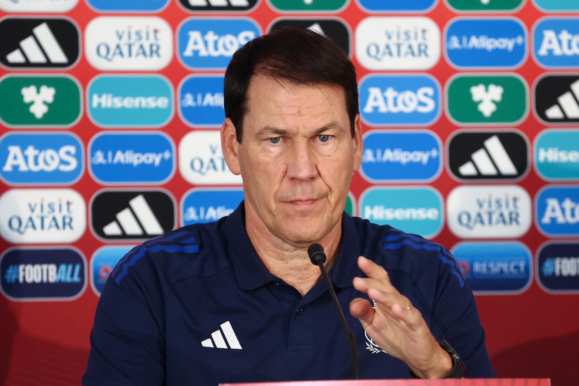 Belgium's head coach Rudi Garcia pictured during a press conferences of the Belgian national soccer team Red Devils in Vaduz, Liechtenstein on Wednesday 03 September 2025. The team is preparing for a World Cup qualifier against Liechtenstein tomorrow. BELGA PHOTO BRUNO FAHY