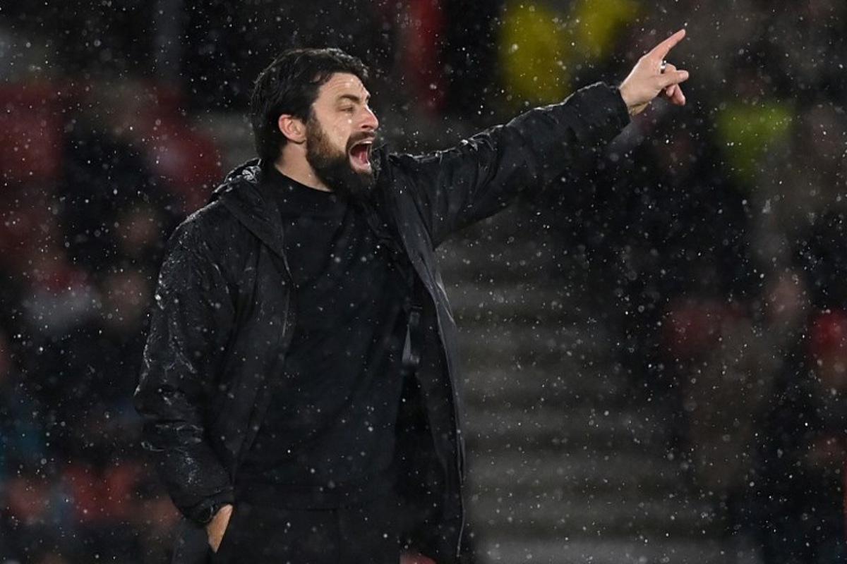 Southampton's Scottish head coach Russell Martin reacts during the English Premier League football match between Southampton and Chelsea at St Mary's Stadium in Southampton, southern England on December 4, 2024. Glyn KIRK / AFP