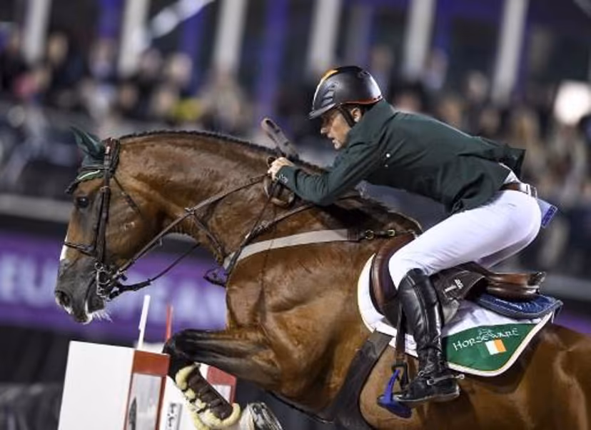 Denis Lynch of Ireland rides his horse All Star 5 during the team competition jumping event, round 2, during the Longines FEI European Championships at Ullevi Stadium in Gothenburg, Sweden, on August. 25, 2017. Pontus LUNDAHL / TT News Agency / AFP Sweden OUT SWEDEN OUT