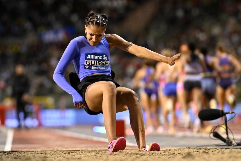 Belgium's Saliyya Guisse pictured in action during the women's triple jump competition, at the 50th edition of the Memorial Van Damme Diamond League athletics event in Brussels, Friday 4 September 2026. BELGA PHOTO JASPER JACOBS
