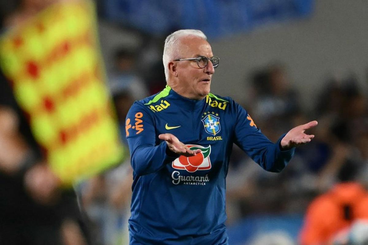 Brazil's head coach Dorival Junior gestures during the 2026 FIFA World Cup South American qualifiers football match between Argentina and Brazil at the Mas Monumental stadium in Buenos Aires on March 25, 2025. Luis ROBAYO / AFP