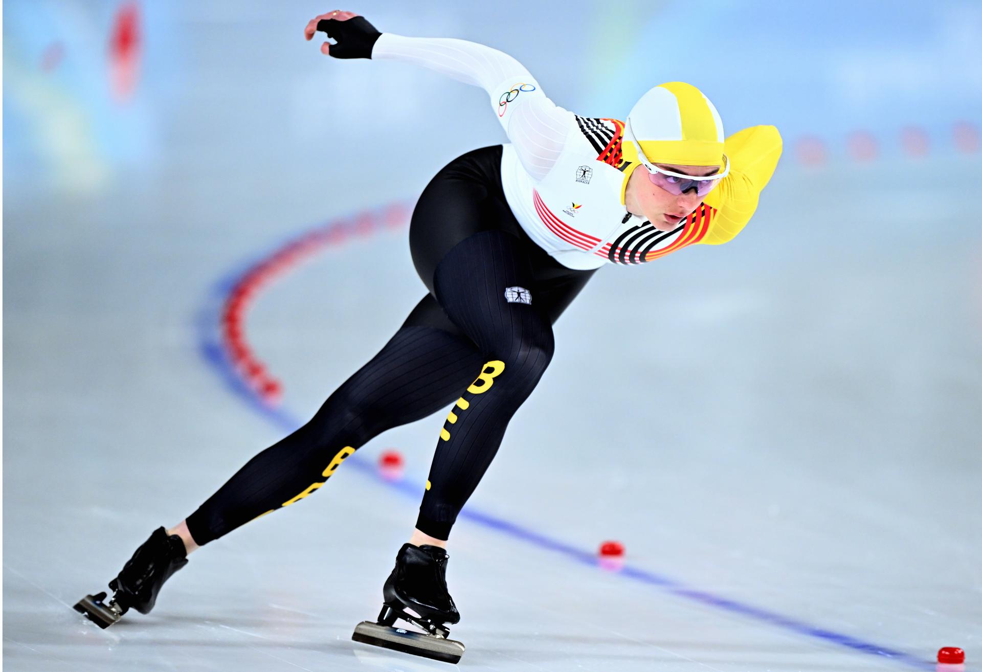 Belgian speed skater Isabelle van Elst pictured in action during the Women's 1500m speed skating race at the Milano Cortina 2026 Olympic Winter Games, on Friday 20 February 2026 in Milan, Italy. The XXV Winter Olympics take place from 6 to 22 February 2026 in Italy. BELGA PHOTO JASPER JACOBS