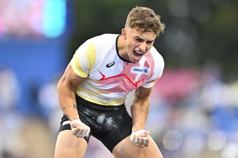 Belgian Ylio Philtjens pictured in action during the men's pole vault competition, on the seventh and last day of the European Athletics Championships (August 10-18) in Birmingham, United Kingdom, on Sunday 16 August 2026. BELGA PHOTO ERIC LALMAND