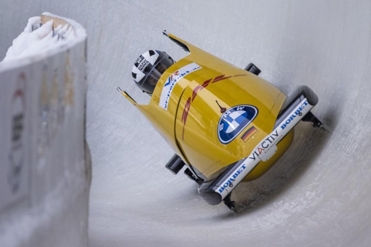 Germany's Laura Nolte competes during the women's monobob competition of the IBSF Bob and Skeleton World Championship in Altenberg, eastern Germany, on February 13, 2021. Odd ANDERSEN / AFP