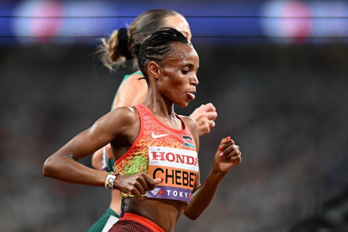 Kenya's Beatrice Chebet competes in the women's 5000M final during the World Athletics Championships in Tokyo on September 20, 2025. Jewel SAMAD / AFP