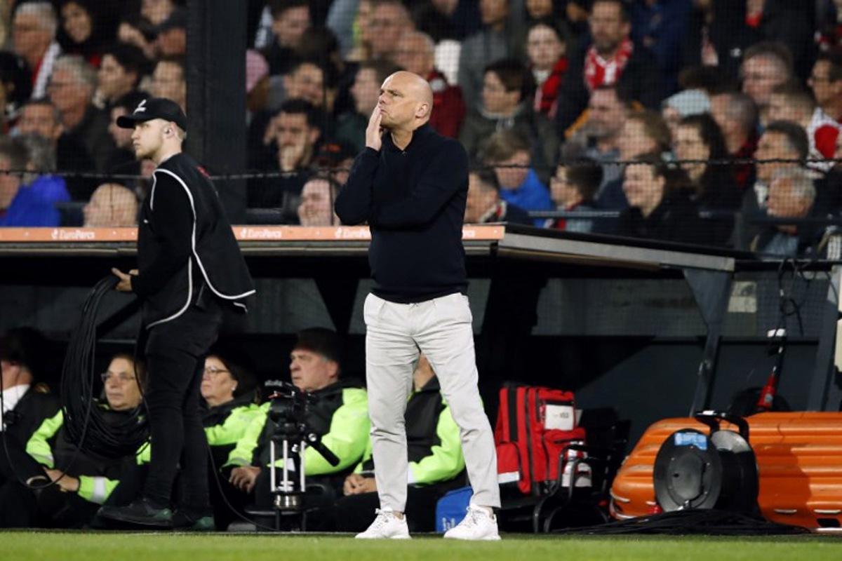 PEC Zwolle coach Johnny Jansen attends the Dutch Eredivisie football match between Feyenoord and PEC Zwolle at Feyenoord Stadion de Kuip on May 5, 2024 in Rotterdam. Bart Stoutjesdijk / ANP / AFP