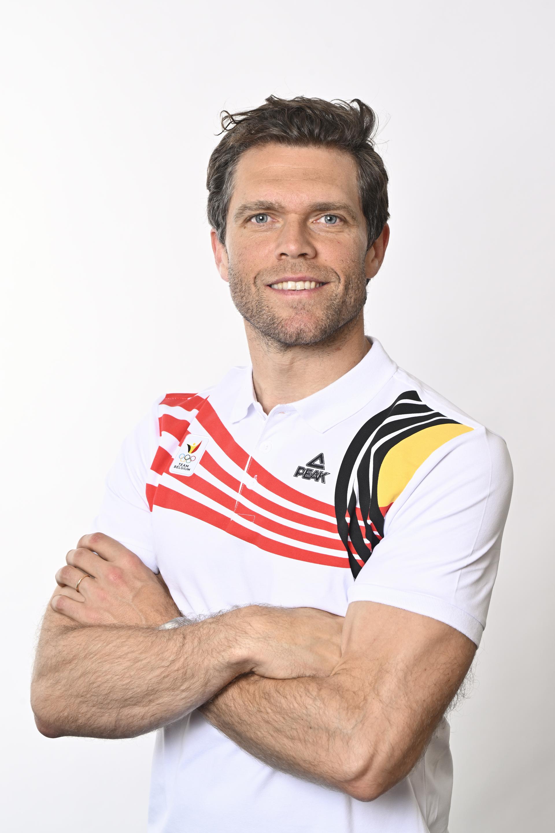 Belgian hockey player Vincent Vanash poses for the photographer during a photoshoot for the Belgian Olympic Committee BOIC - COIB ahead of the Paris 2024 Olympic Games, in Brussels, Wednesday 03 July 2024. BELGA PHOTO ERIC LALMAND