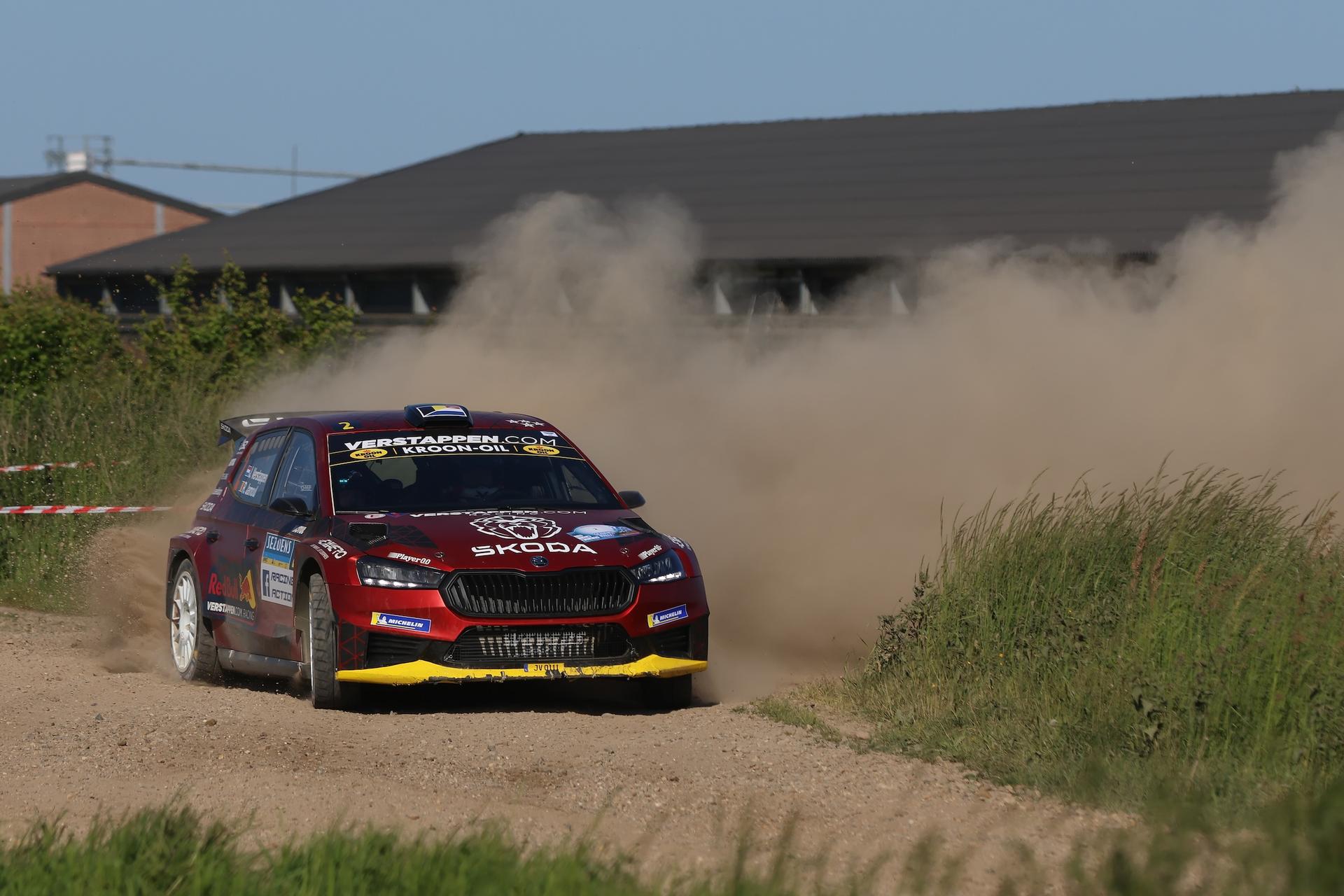 ATTENTION EDITORS - HAND OUT PICTURES - EDITORIAL USE ONLY - MANDATORY CREDIT 'BRC' This handout picture, distributed by Eric Dupain, shows Jos Verstappen and Renaud Jamoul in action during the Sezoensrally rally race of the BRC 2025 in Bocholt on Friday 16 May 2025. BELGA PHOTO HANDOUT BRC